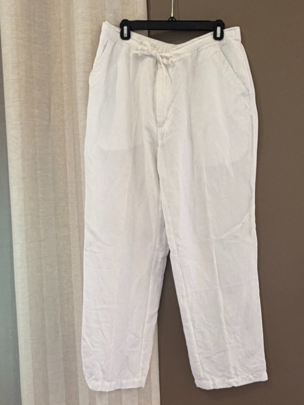 Cubavera Women's Wide Leg Linen Blend Drawstring Pant, Size Large